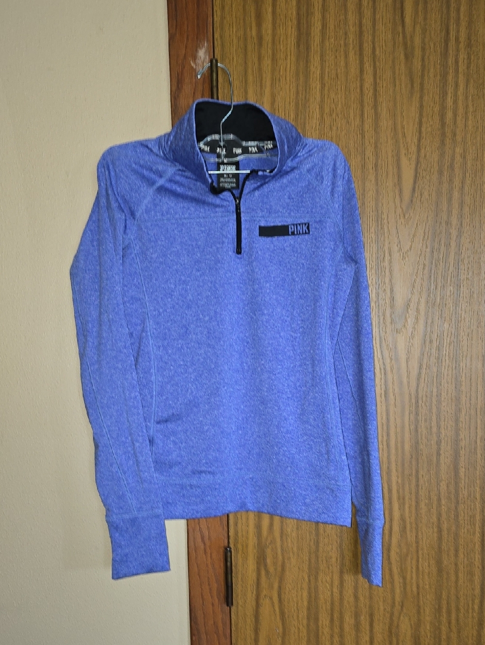 PINK Victoria's Secret Heathered Blue Quarter-Zip Pullover